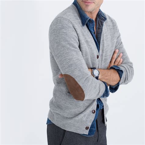 mens cardigan elbow patches